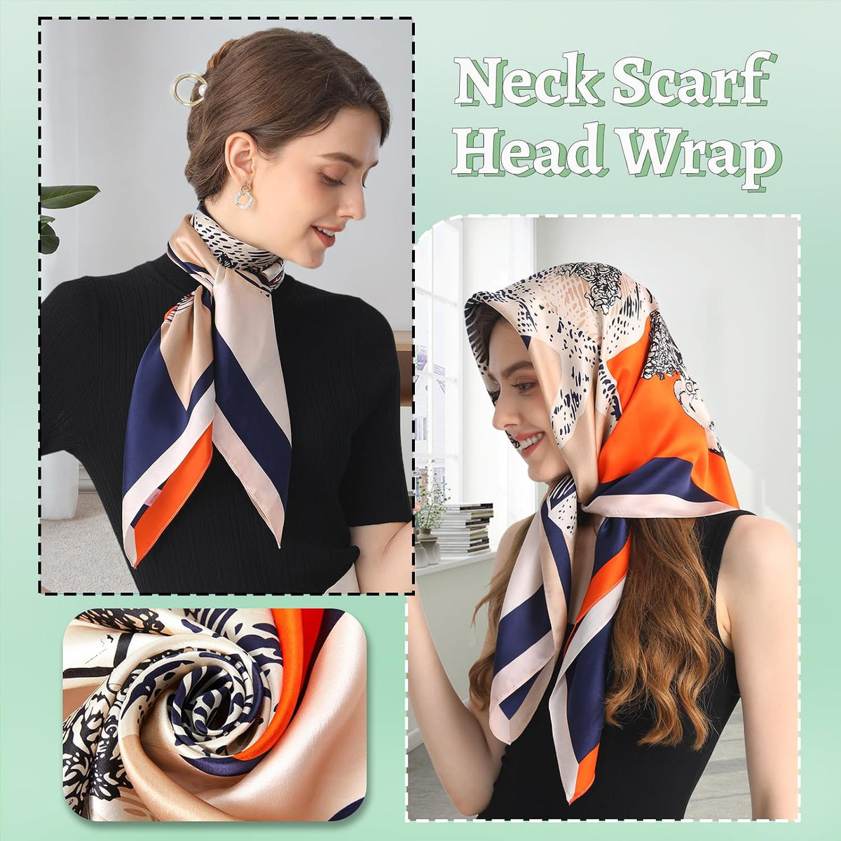 Wuziningle silk bandana styled around neck
