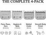 Four pack of Geib replacement dog grooming blades in sizes 30, 10, 7F, and 5F.