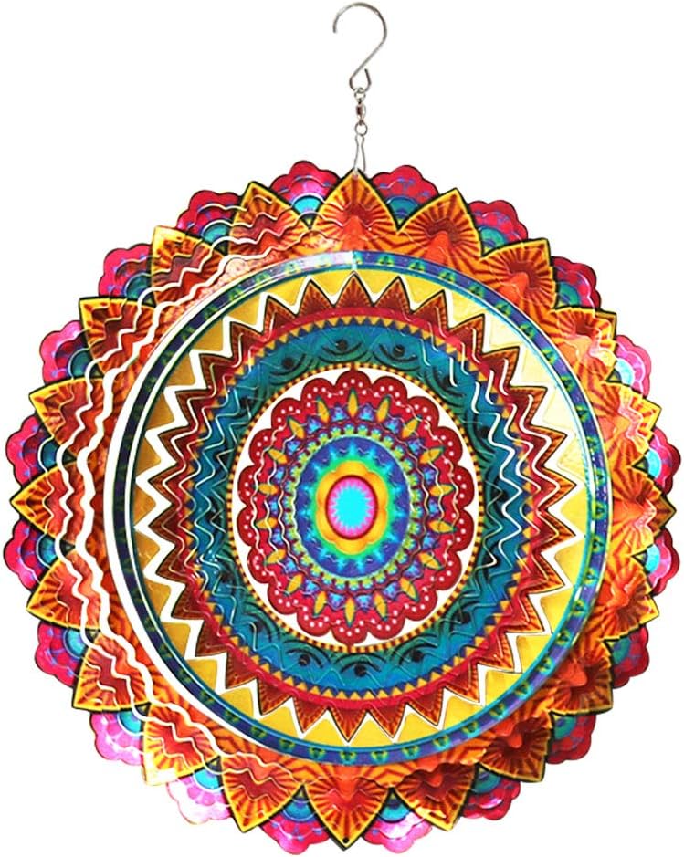 Fonmy stainless steel wind spinner front view mandala design