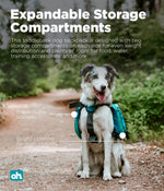 Breathable mesh harness and adjustable straps on an imported dog backpack.