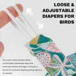 Reusable cockatiel flight suit with lemon pattern design and bow detail