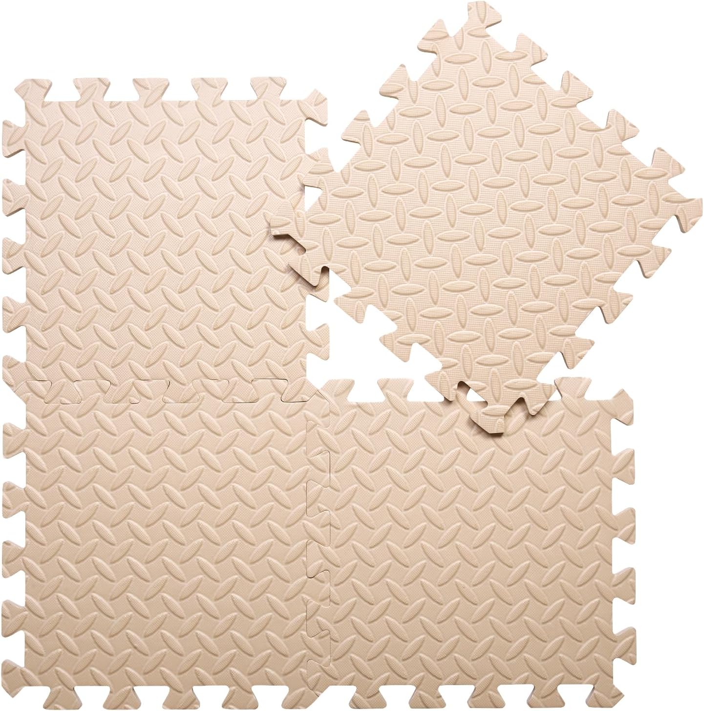 Coolcandy EVA foam play mat 16 tile set beige front view