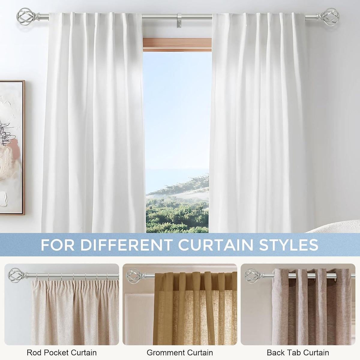 VOIIY decorative curtain rod packaging and included parts