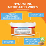 Close-up view of a wet antiseptic pad from Paw Science for dog and cat skin care.
