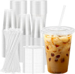 Lamosi 16 fluid ounce clear plastic cups front view
