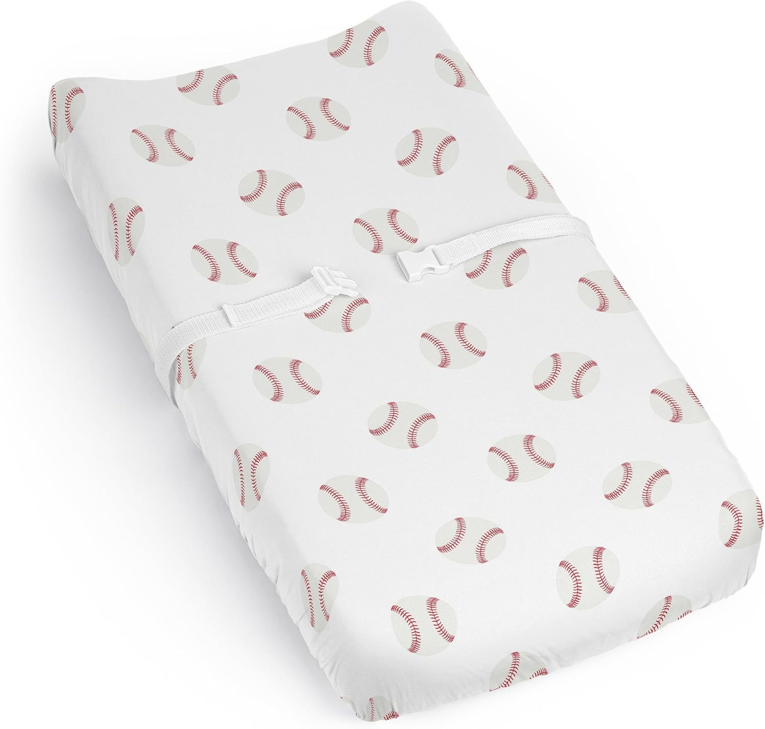 Sweet Jojo Designs baseball patch baby changing pad cover front view
