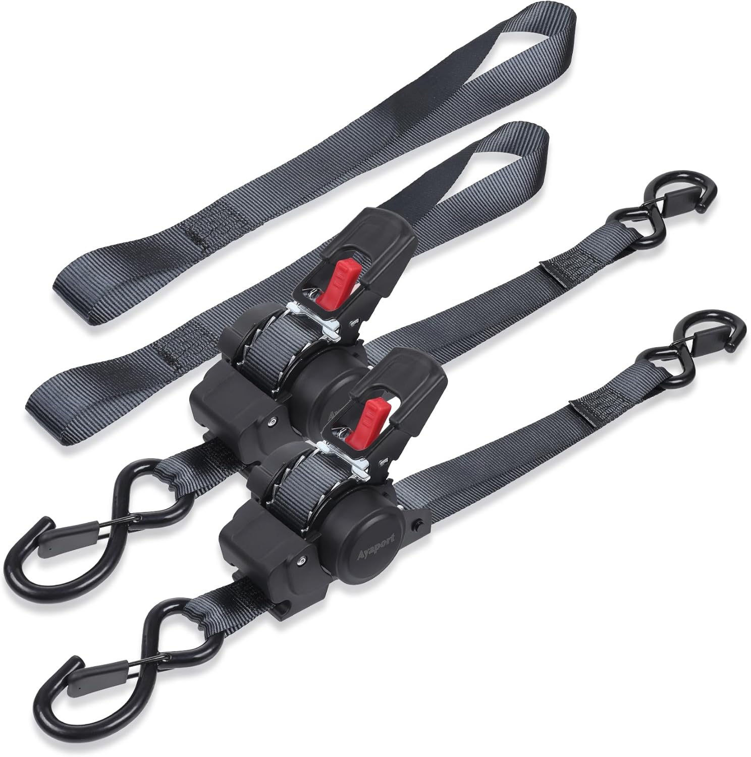 Ayaport retractable ratchet straps 2 pack front view