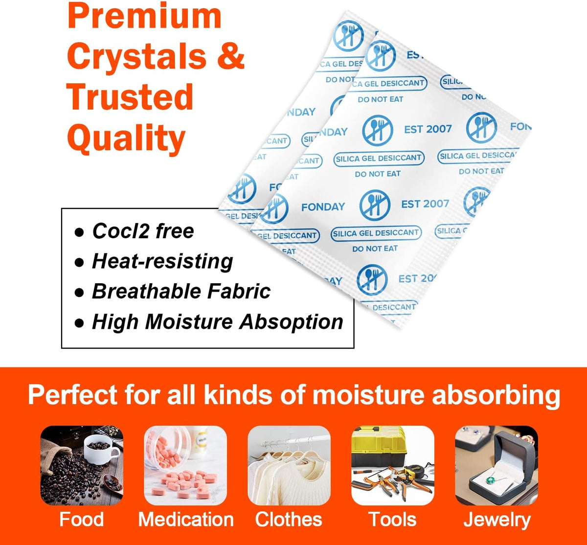 Fonday 1 gram silica gel packets pouch overview