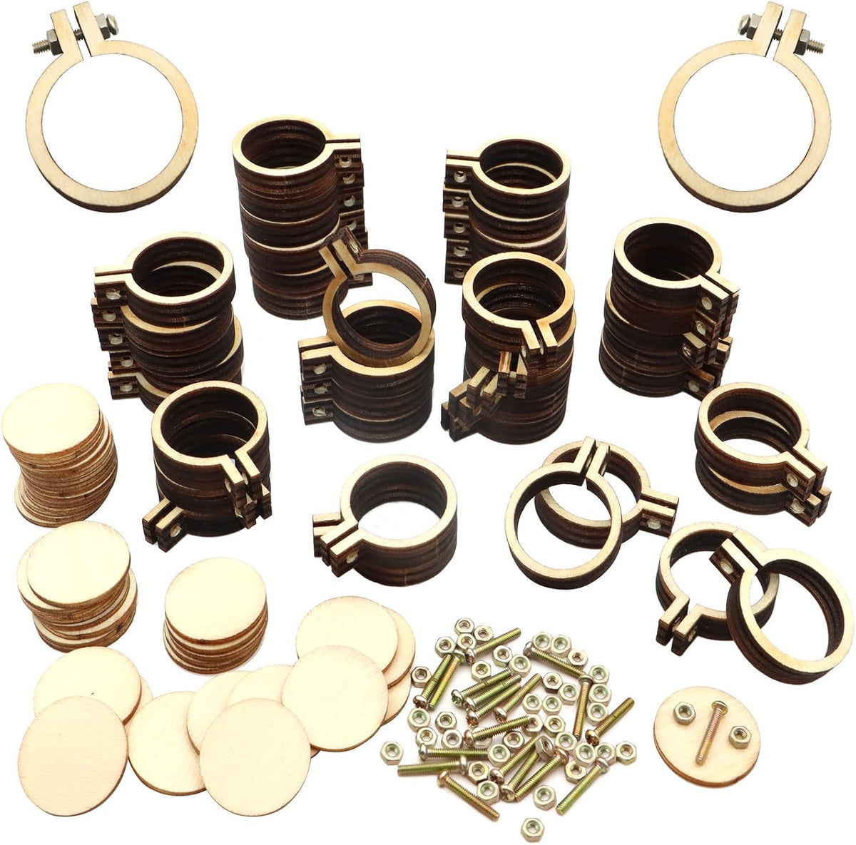 ZOCONE 20 Packs Mini Embroidery Hoops, Small Ring Tiny Embroidery Hoops with Keychain Earring Hooks Jump Rings, Round Wood Hoops for DIY Embroidery Necklace Jewelry Pendant and Keychain - Image 8
