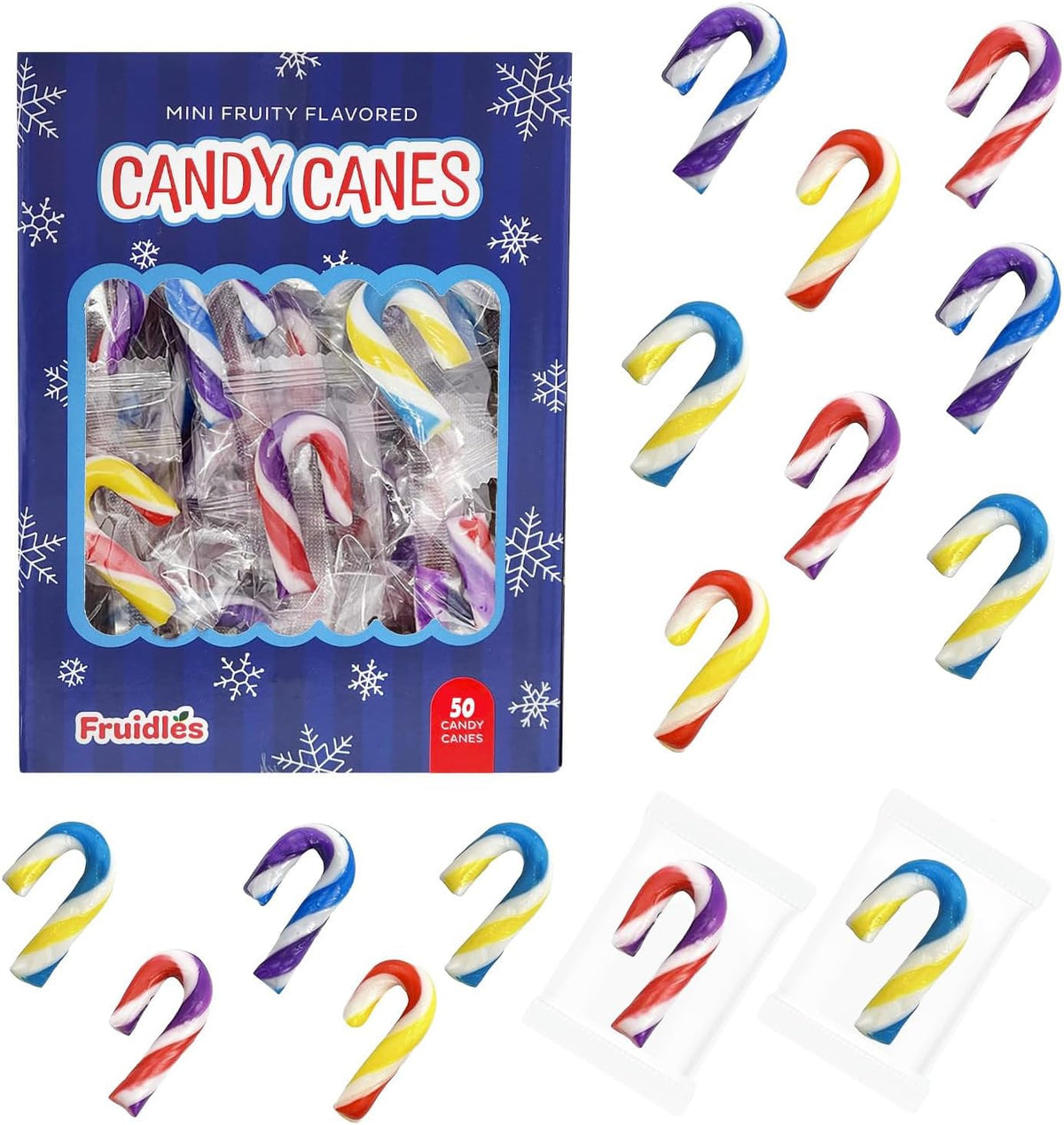 Fruidles 25-Pack Christmas Candy Canes Mini's Suckers, Multicolored Fruity Flavor, Individually Wrapped, 2" Inch, - Image 11
