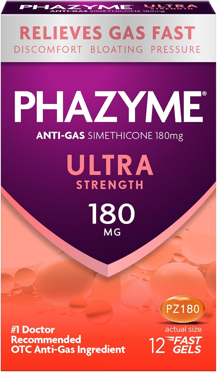 Phazyme Ultra Strength anti gas 180mg front view packaging