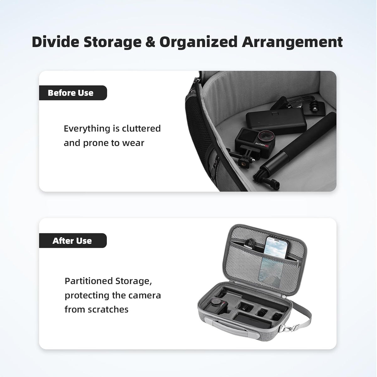 Flymile action camera protective bag interior Lycra lining detail