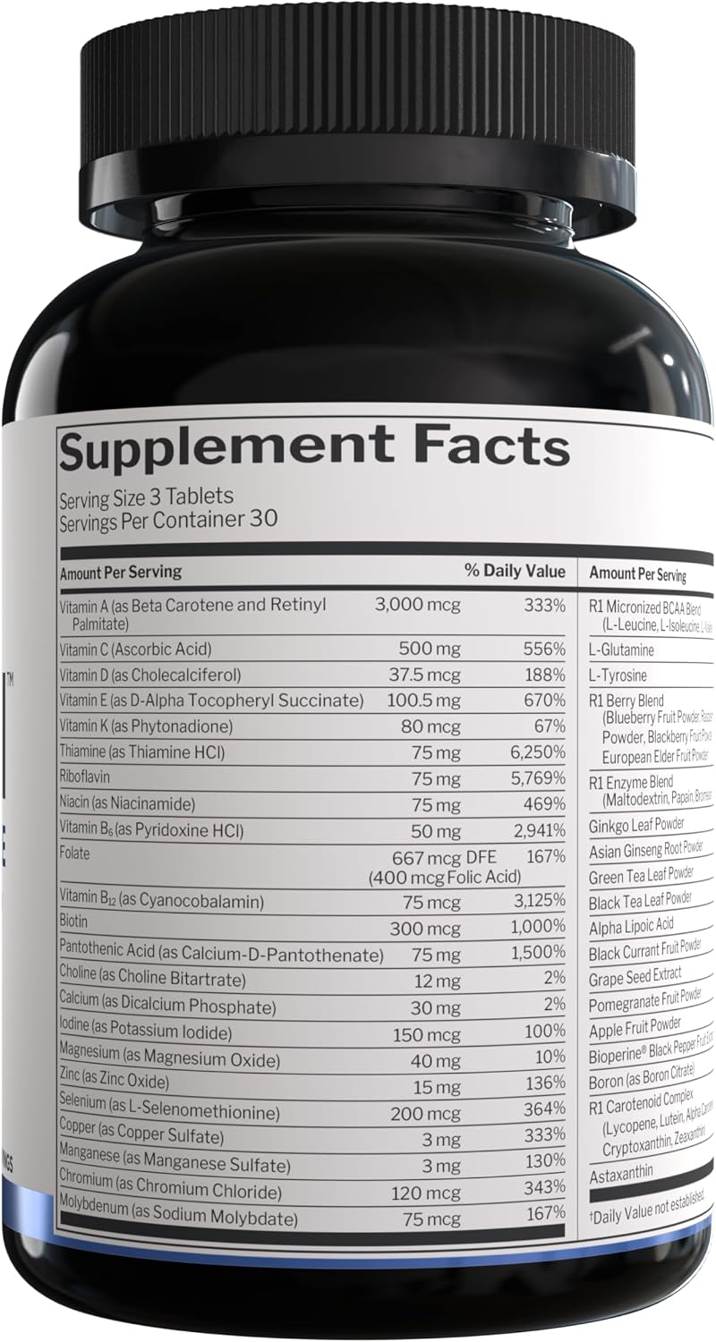 Rule 1 Men's Multivitamin 90 tablets nutritional supplement label details