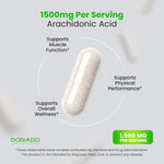 Supplement facts label on Dorado Nutrition Arachidonic Acid bottle