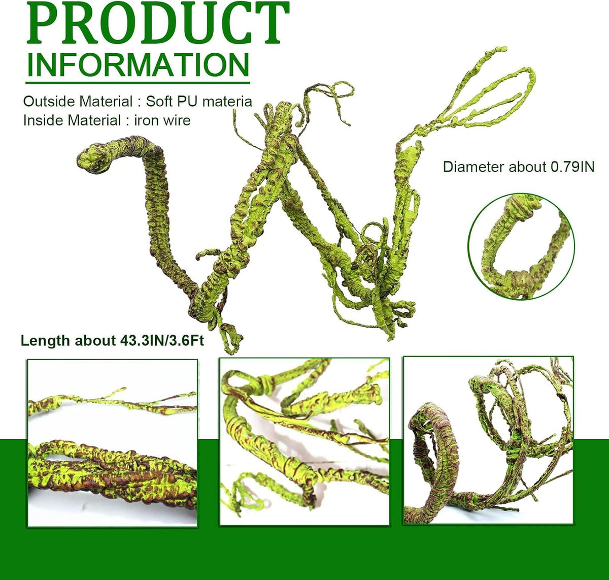 Close up of Bnosdm bendable reptile vine texture