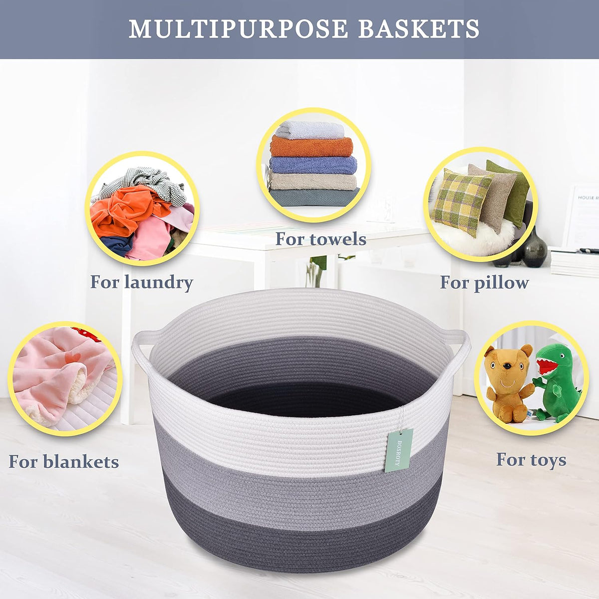 Bosroty collapsible laundry basket close up of stitching