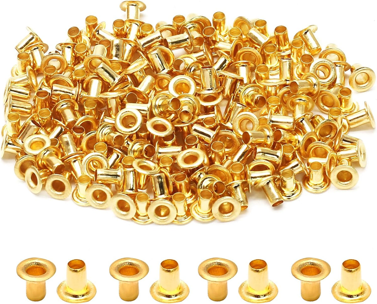 Litoexpe 200 pieces 2mm gold grommets eyelets front view brass craft hardware