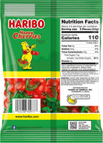 Authentic imported Haribo sweet and tart cherry flavored chewy candies.