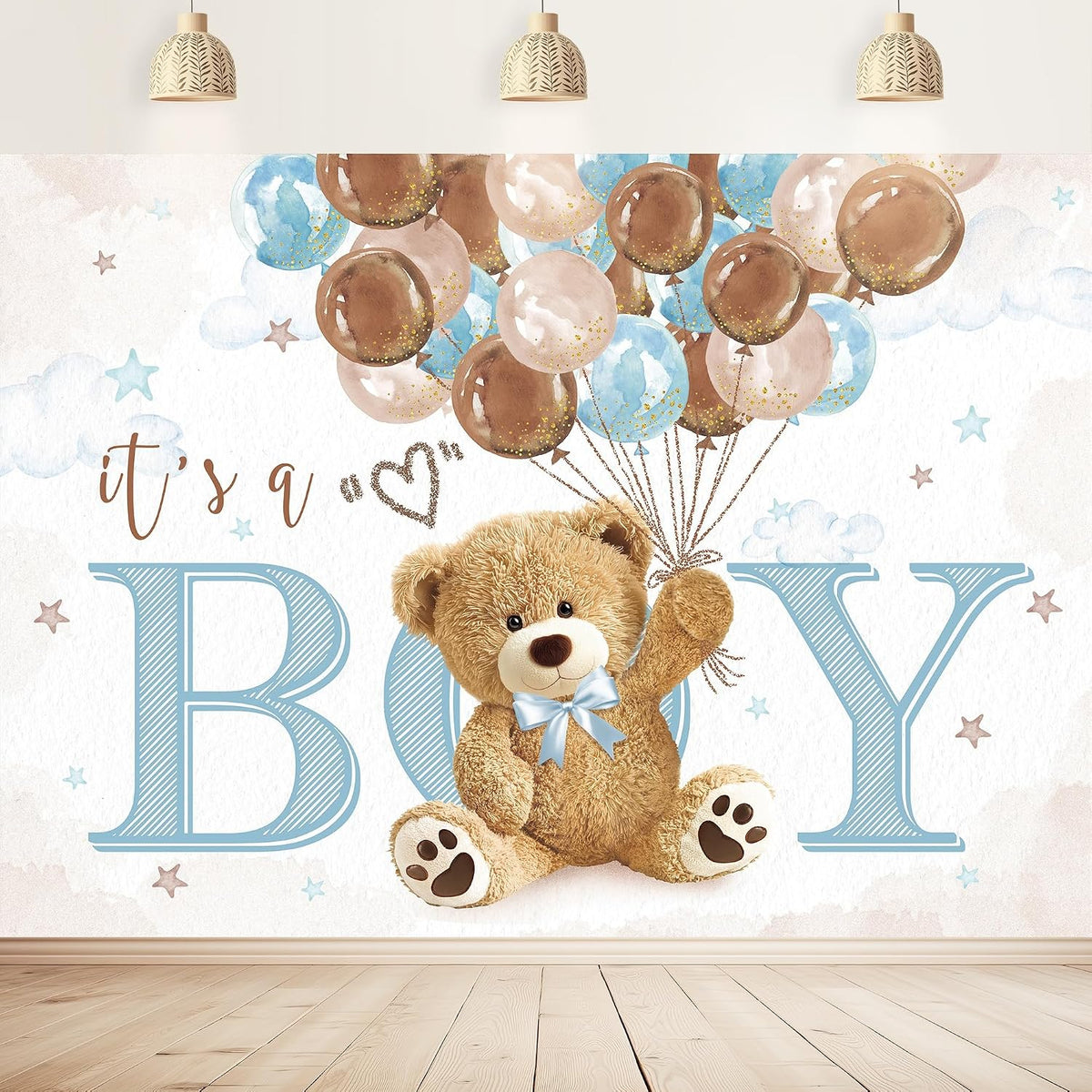 Imirell bear baby shower backdrop lifestyle photography angle