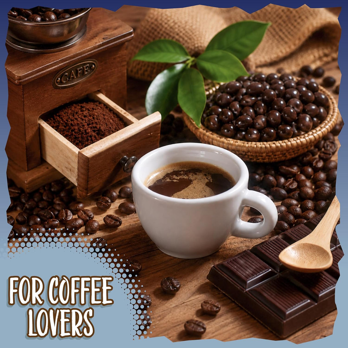 A handful of imported dark chocolate coffee snacks showing the smooth confectioners glaze.
