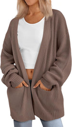 Lillusory chocolate brown cardigan lifestyle view