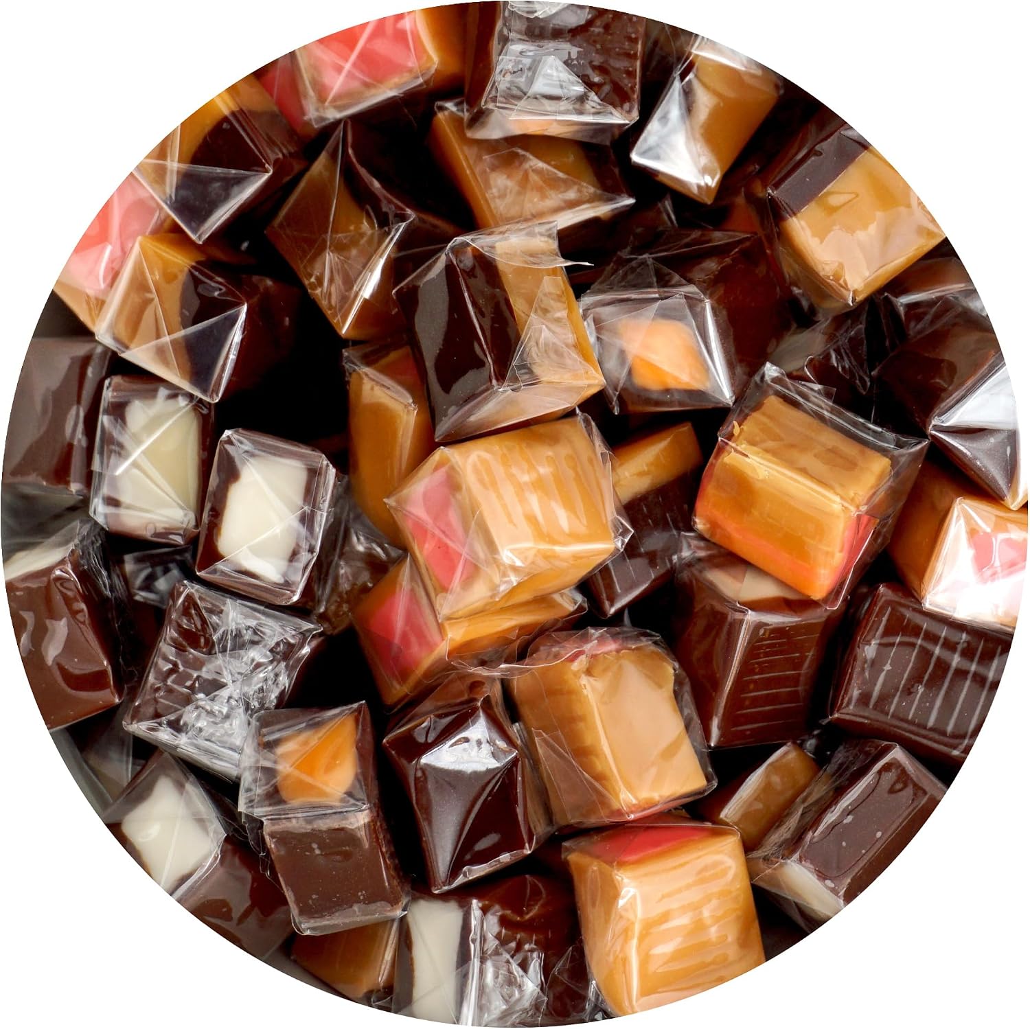 The Hampton Candy Company Assorted Caramel Squares Candy two pound bag front view online buy