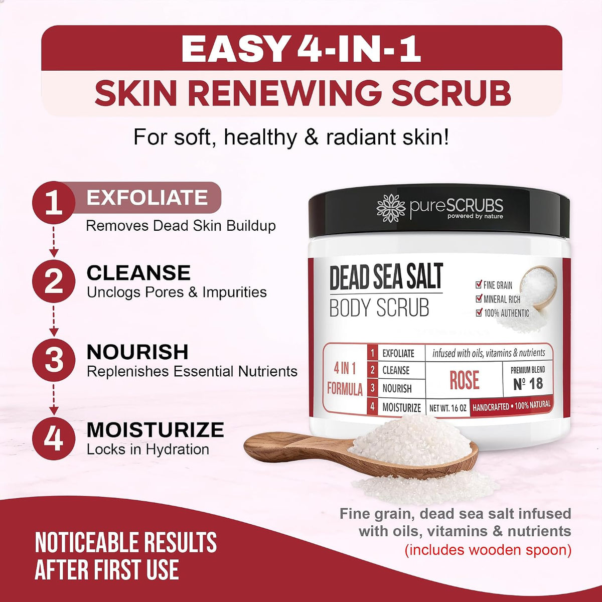 pureSCRUBS body scrub set with wooden spoon and accessories