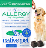 Native Pet Dog Allergy Chews packaging front view for canine seasonal allergy relief.