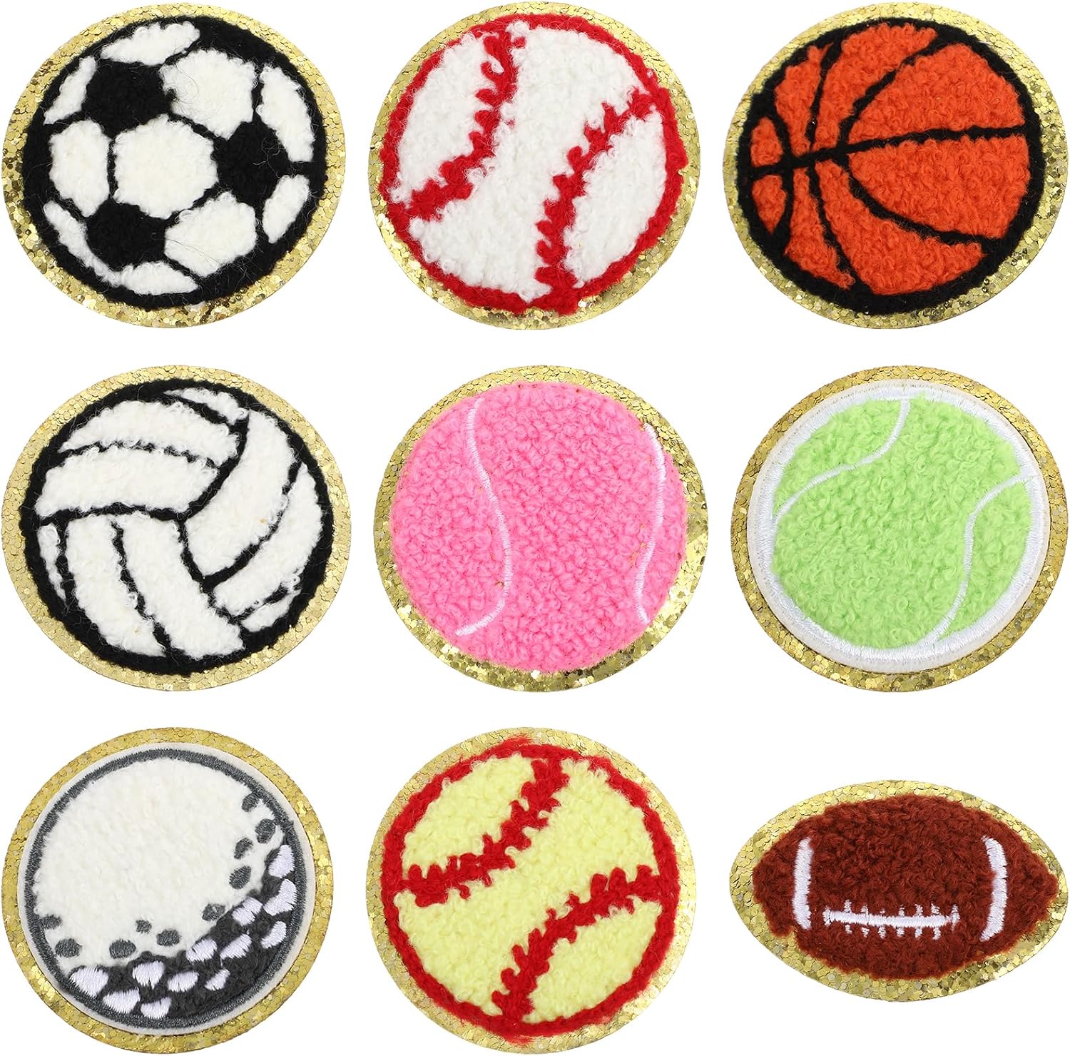 Peutier 9 pcs iron on sports patches front view