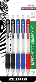 Zebra Pen mechanical pencil front view showing assorted grip barrels
