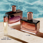 Estée Lauder coconut and amber notes fragrance bottle close up.