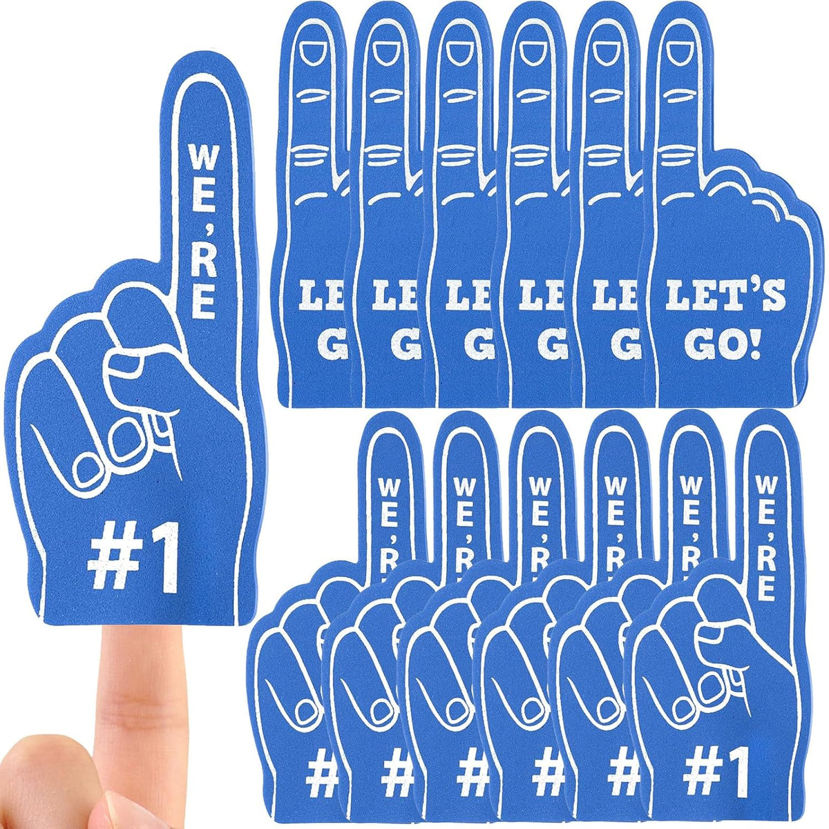 Seevor mini foam fingers front view showcasing dark blue cheerleading props
