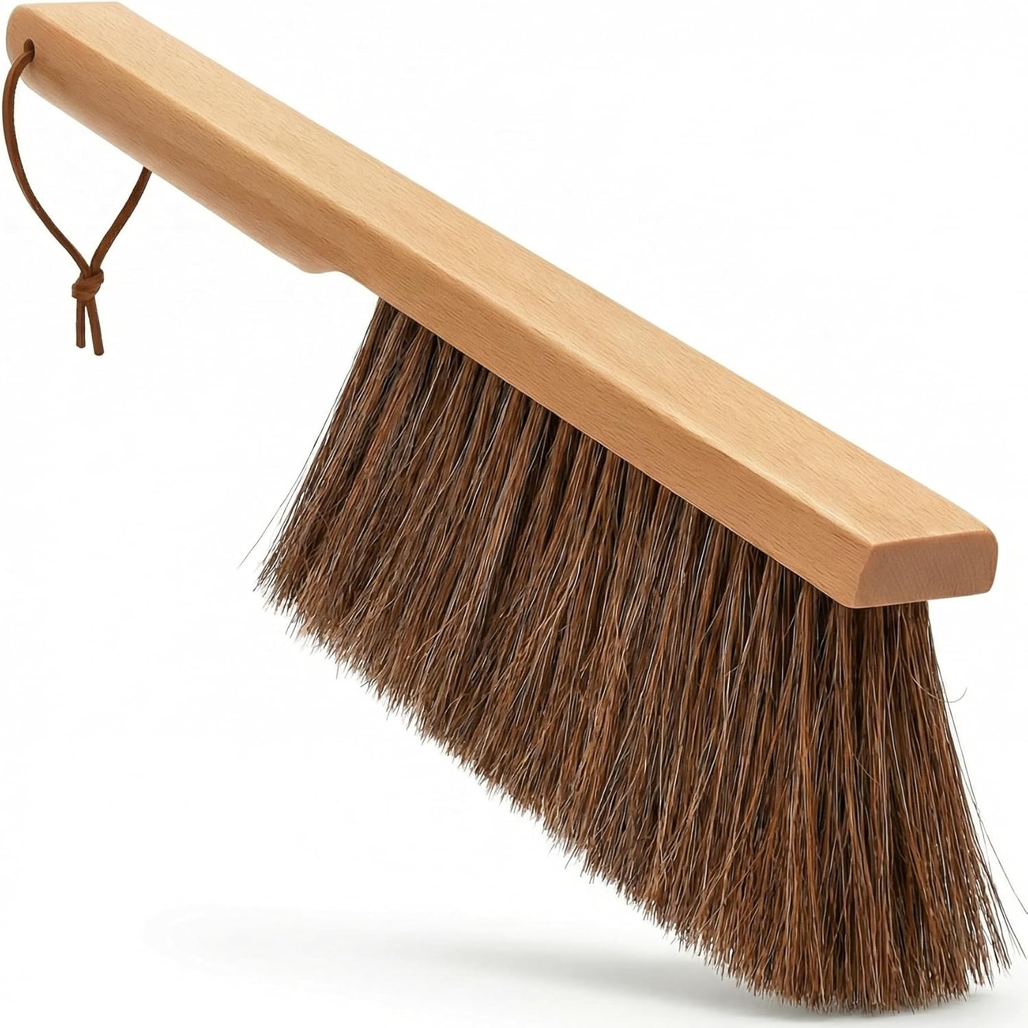 TAKAVU Multi-Purpose Counter Brush front view showing horsehair bristles and wooden handle.