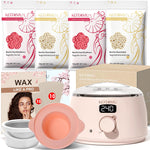 KOTAMU Pink Digital Hair Removal Waxing Kit front view showcasing the smart wax warmer pot with digital temperature display screen.