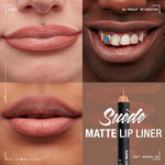 Nyx Suede Matte Lip Liner Soft-Spoken shade swatch on skin
