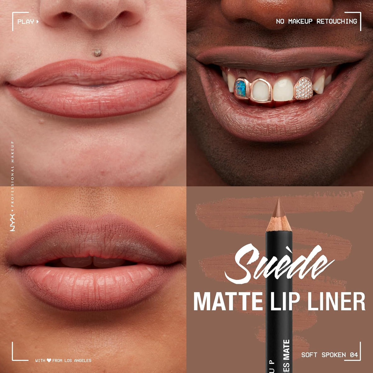 Nyx Suede Matte Lip Liner Soft-Spoken shade swatch on skin