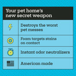 Pet Life Unlimited stain remover foam applied to a carpet
