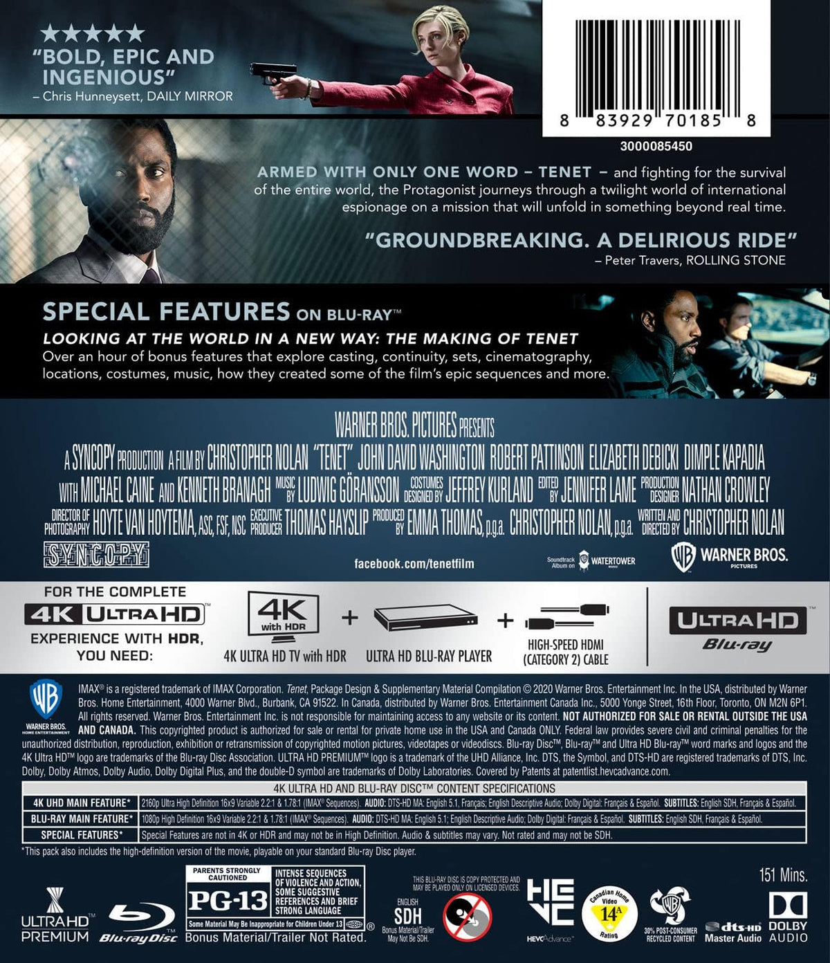 Tenet movie physical media collector edition slipcover