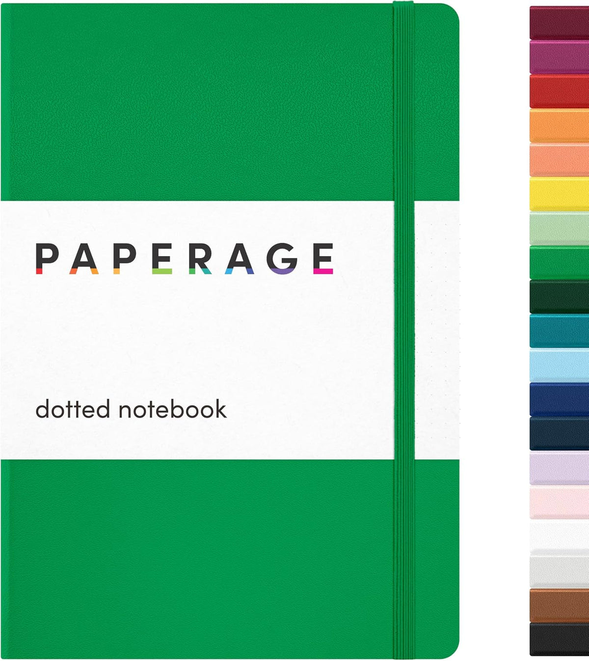Paperage dotted journal notebook front view in green