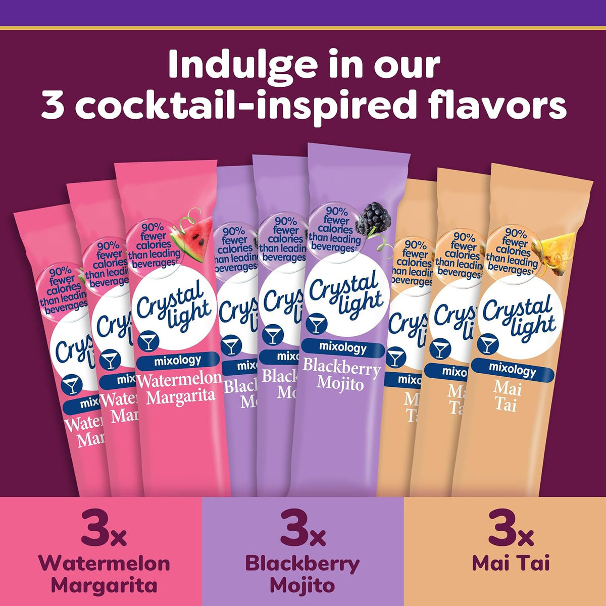Crystal Light blackberry mojito flavor packet display