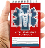 Field Equipt EMT Vital Statistics Notepad 6 Pack front view showcasing the top spiral binding and clean page template layout.