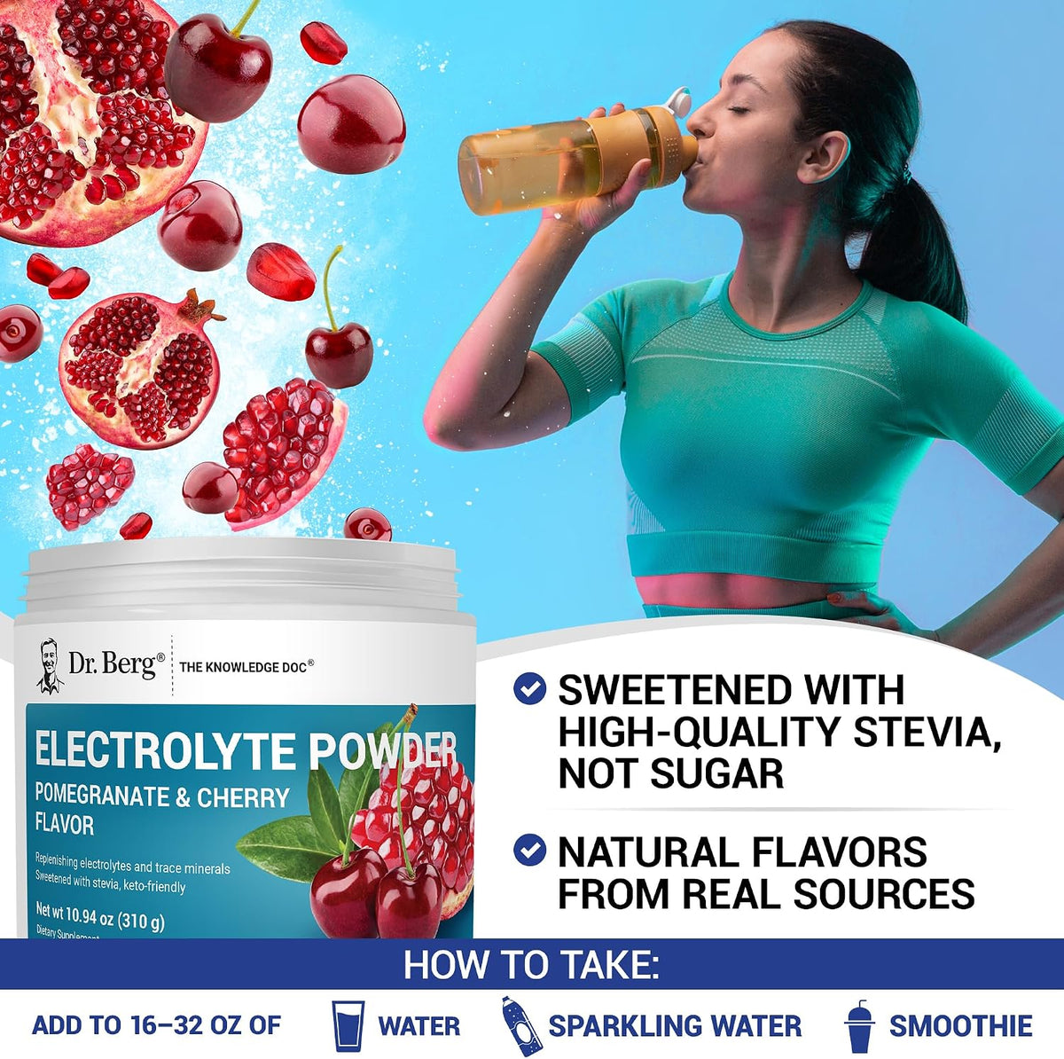 High potassium keto friendly supplement from Dr Berg for muscle cramp relief.