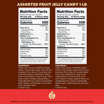 Vegan sour gummy candies in cherry peach and watermelon shapes