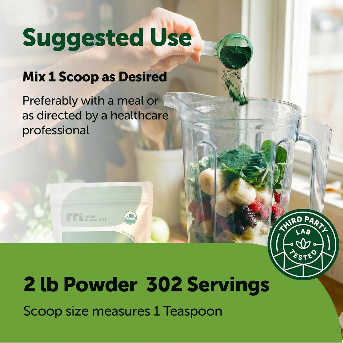 Micro Ingredients superfood powder scoop demonstration
