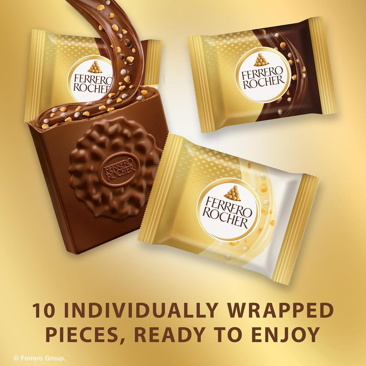 Ferrero Rocher Premium Assorted chocolate squares, Individually Wrapped Chocolates, Great for Sharing or Gifting, 3.7 oz - Image 9