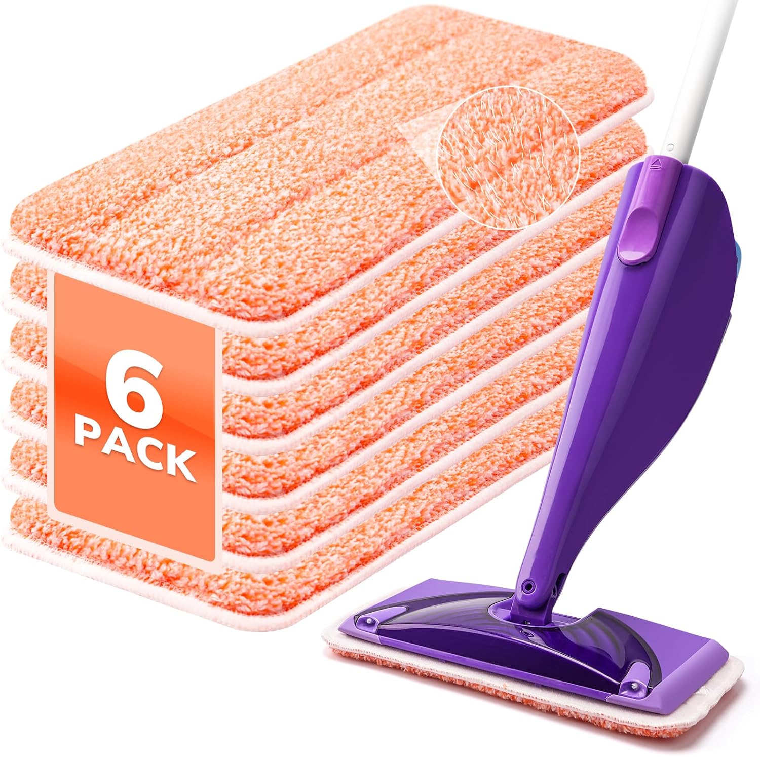 AIR U+ Power Scrubbing Reusable Mop Pads front view showing six pack bundle