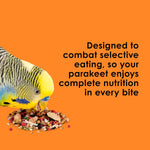 Kaytee Fiesta bird food seeds and fruit blend in a bowl
