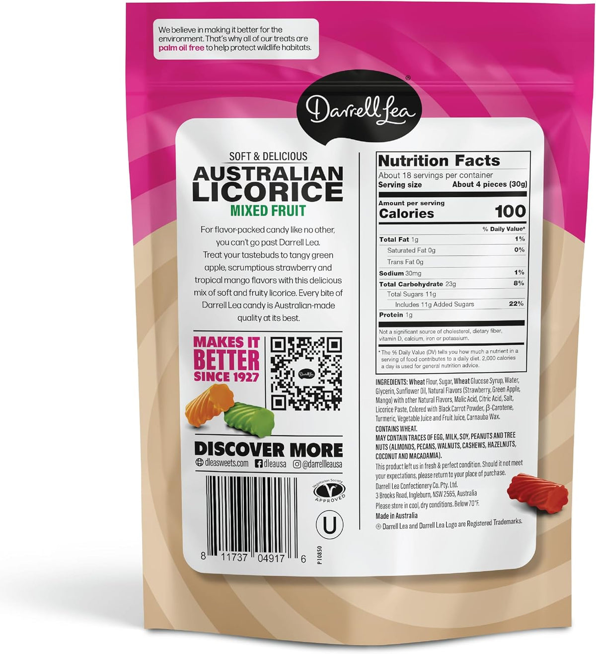 Darrell Lea non GMO vegetarian friendly mixed fruit licorice twists out of the bag
