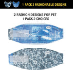 Side view of Dono male dog diaper belly bands with camouflage and fashion patterns