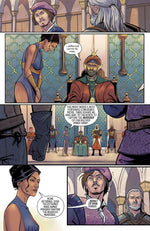 Close up view of graphic novel page layout and lettering